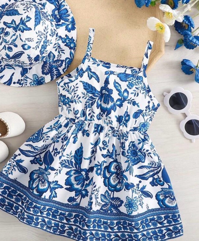 Robe blanc et bleu pour bebe