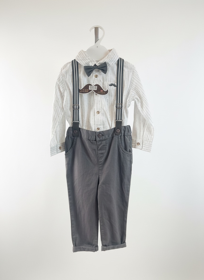 Ensemble 3 pièces bébé garçon ( Gris et blanc) 