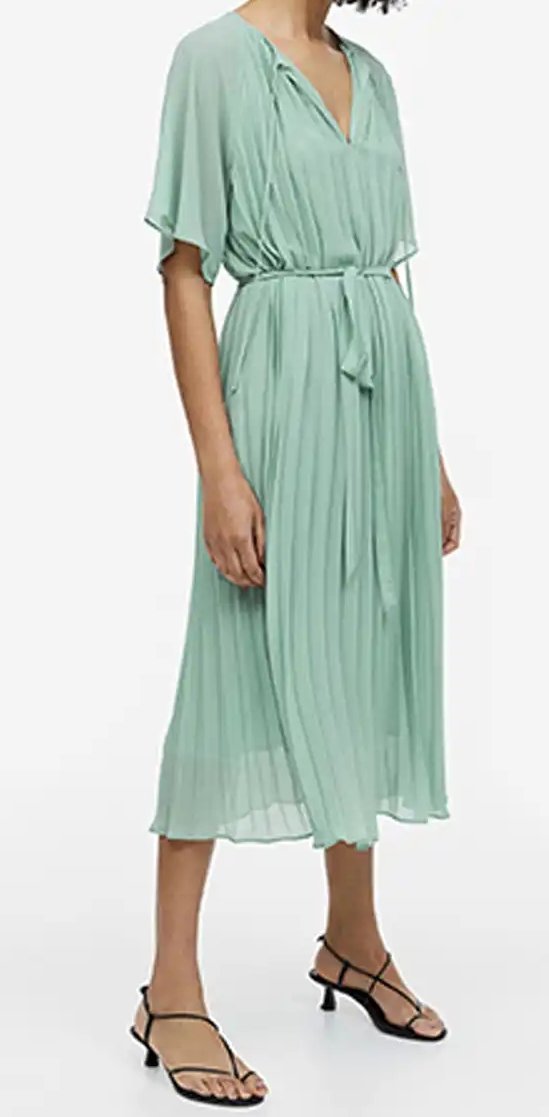 Robe plissée élégante vert d'eau - Taille 38 - neuve 