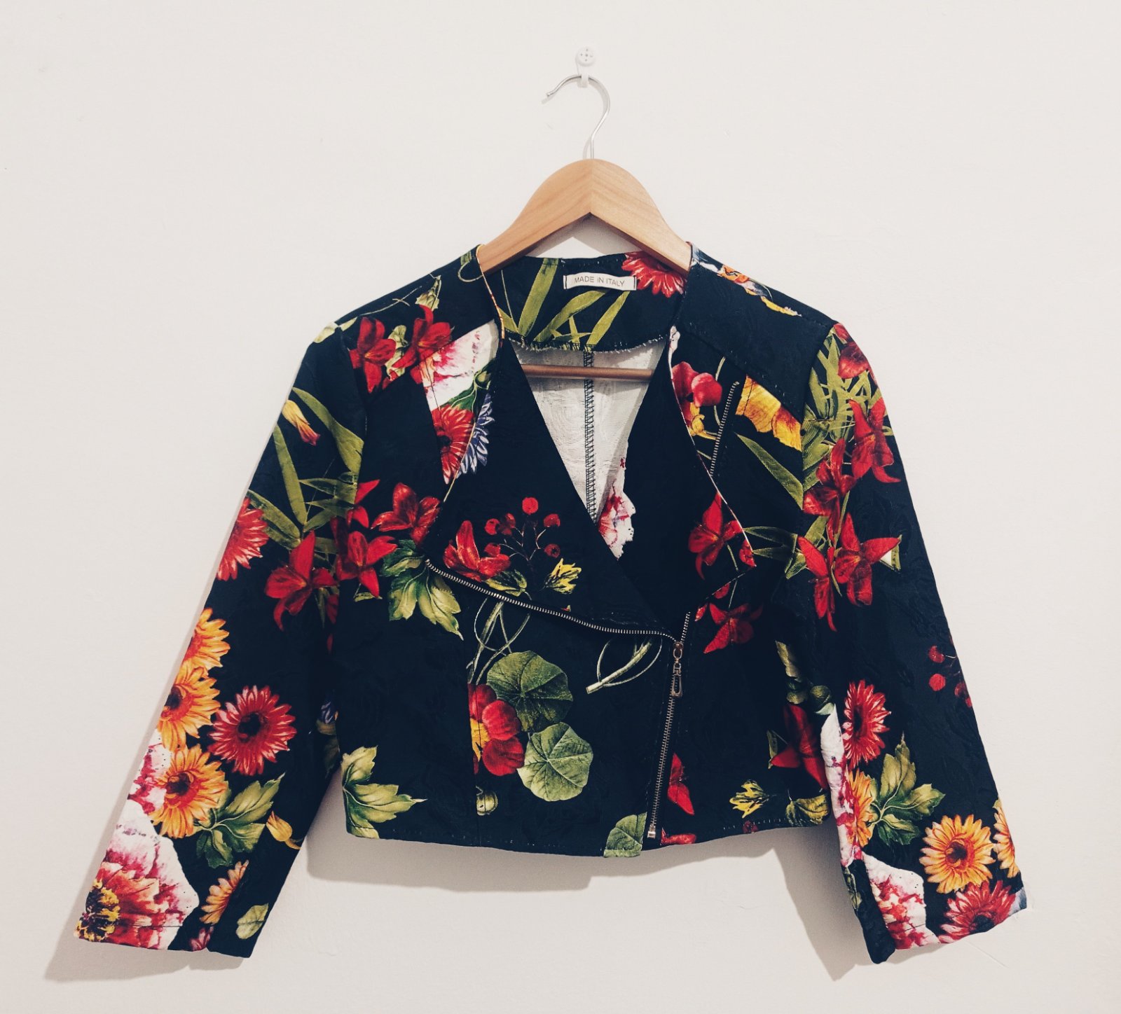 Veste fleurie made in italy (style perfecto) 