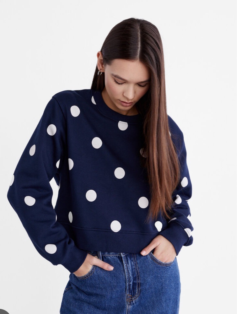Sweat Court à Pois Stradivarius – Bleu Marine