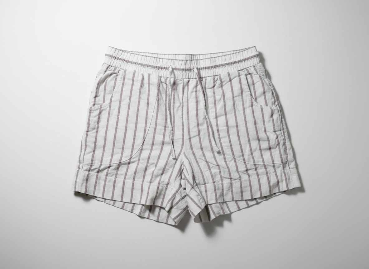 Short en Lin Femme à Rayures Horizontales ✨🤍