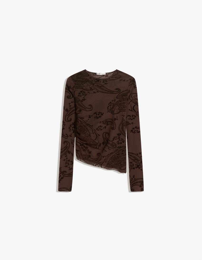 Top mesh Blanc Bershka XS