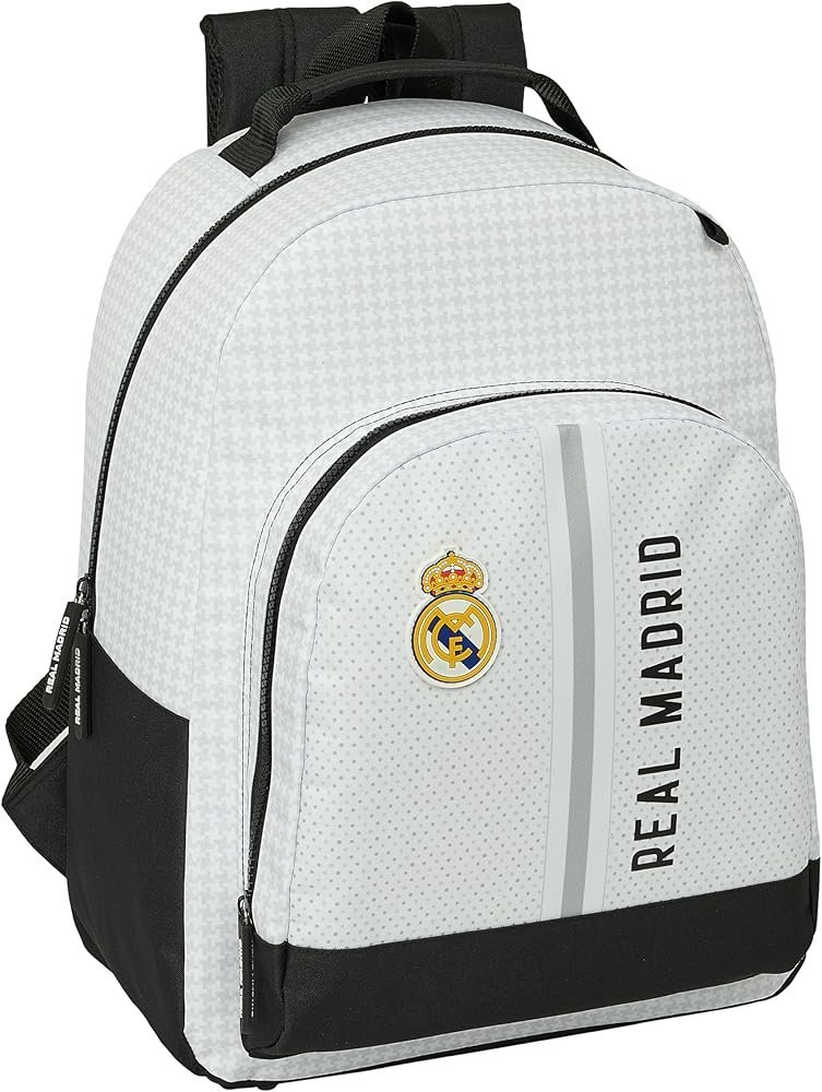 Sac à dos officiel Real Madrid et confortable pour l'école, le travail ou les sorties. Grand compartiment principal avec plusieurs espaces de rangement. Bretelles réglables et dos renforcé 
