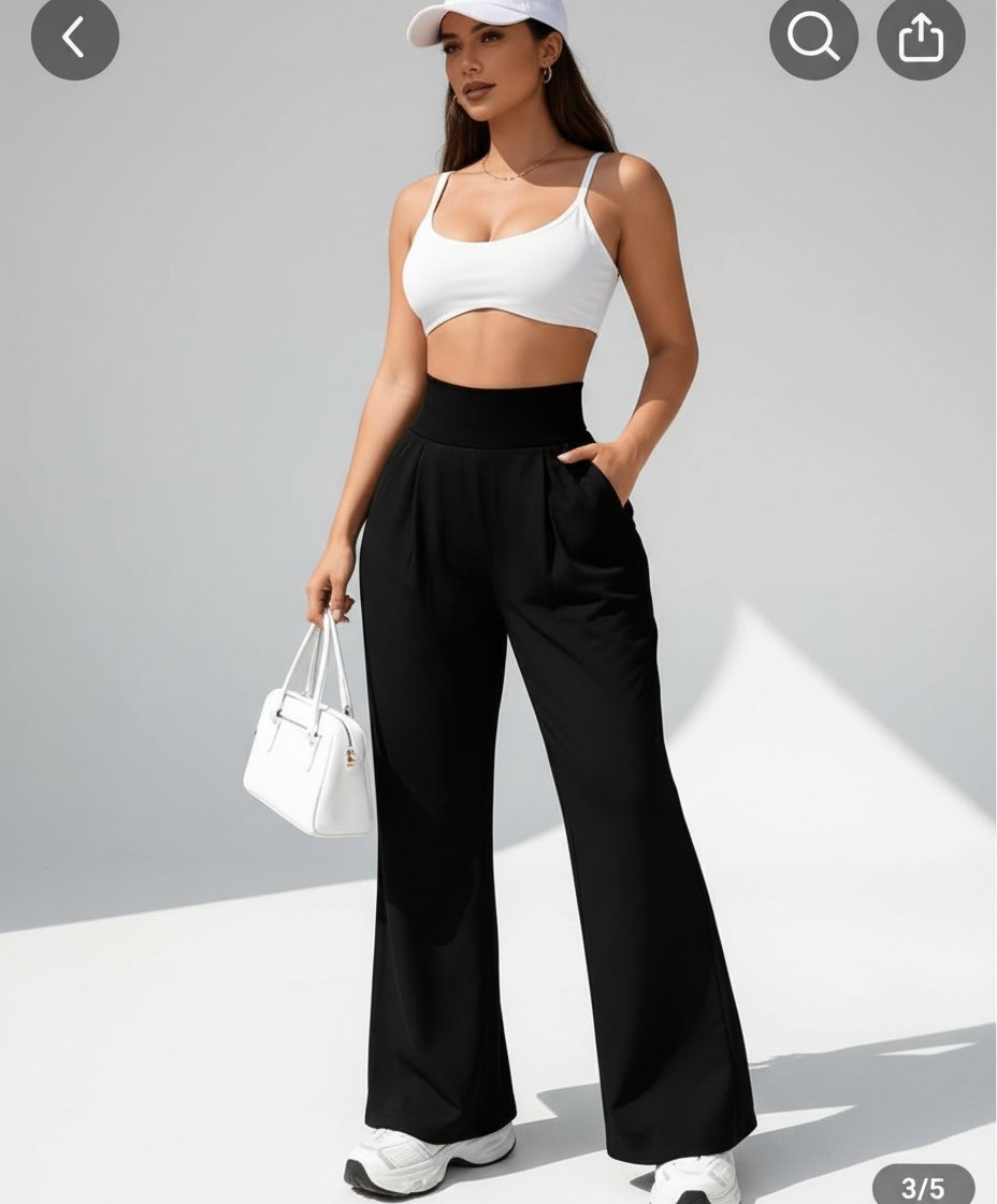 Pantalon palazzo noir taille haute – Chic & confortable 🖤 