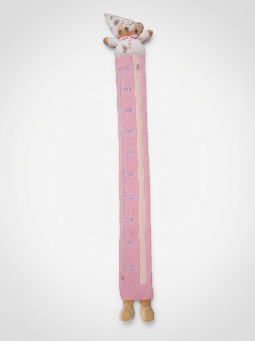 🎀 Toise murale pour enfant avec peluche – Rose poudré 🧸💗