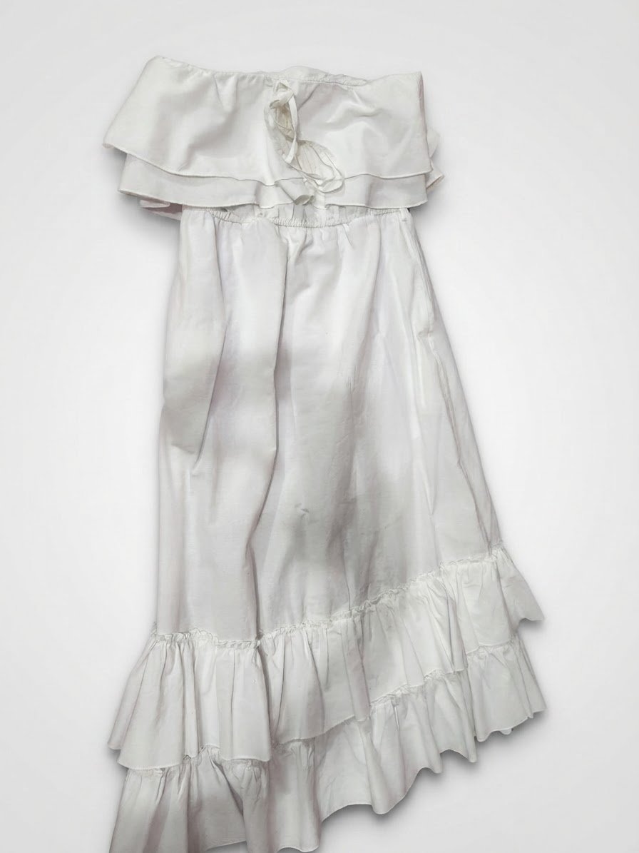 🤍 Robe bustier bohème à volants – Blanche