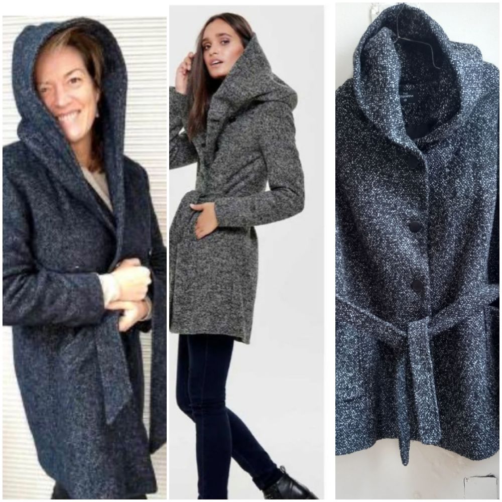 très très chic manteau style chic noir avec petit point blanc ont été très bon état 