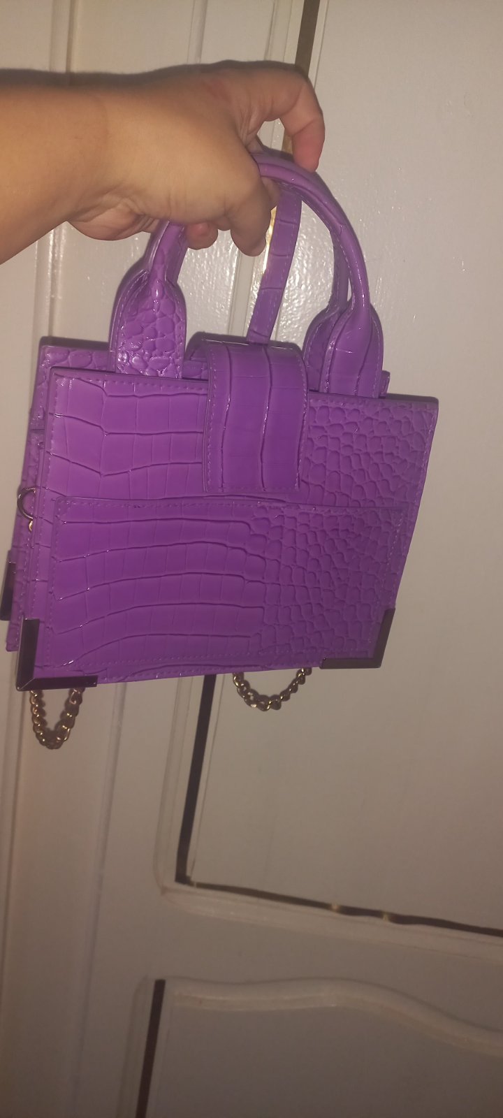 Sac violet effet croko 