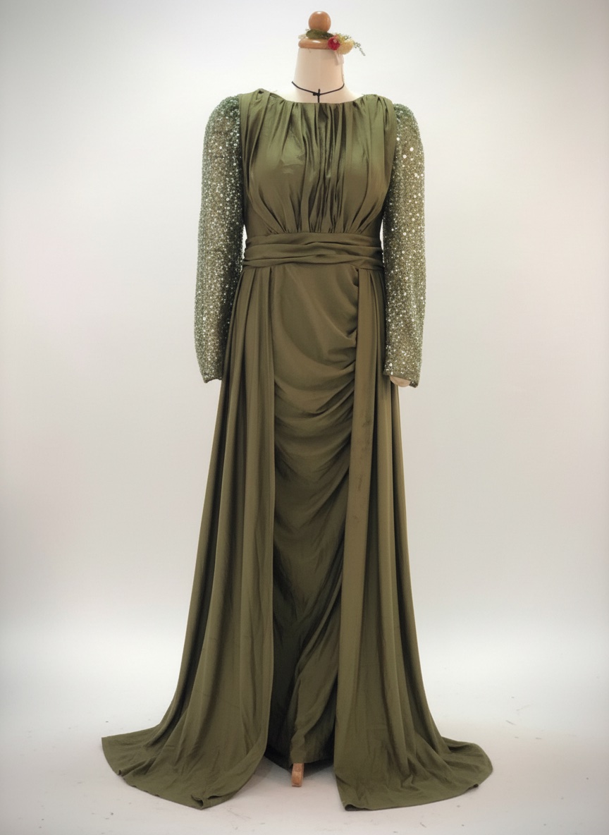 Robe soirée ,vert olive ,taille44