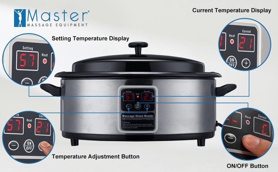 Master Massage 6 Quart LED Hot Stone Warmer with Digital Display الفولاذ المقاوم للصدأ سخان الحجر الساخن المحمول - تدليك الحجر - أجهزة التدليك - التدليك