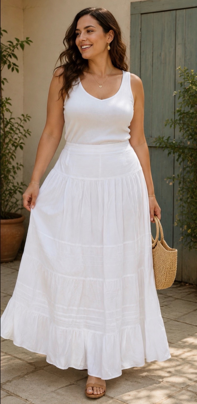 White Cotton Maxi Skirt