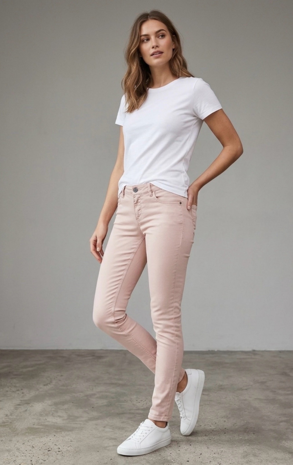 Lefties women’s skinny jeans in a light pastel pink