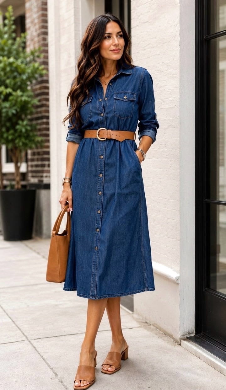 H&M L.O.G.G. long-sleeve denim shirt dress