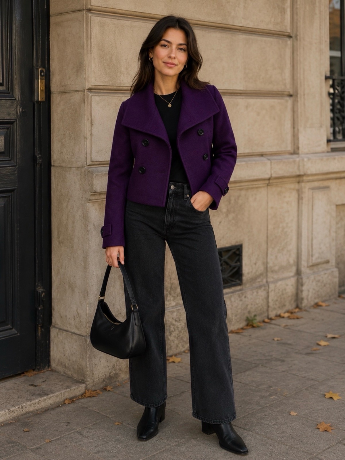 Caban court violet pour femme
