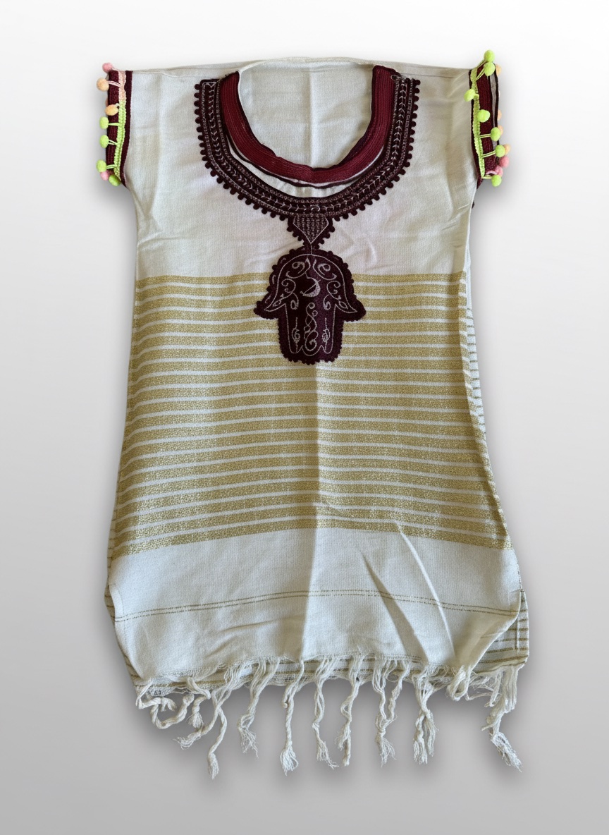 Robe fillette traditionnelle brodée en doré