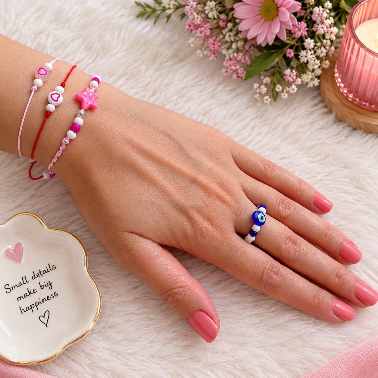 🩷 Bracelets délicats et colorés + bauge💙 