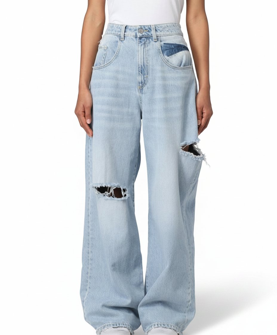 Jean bleu clair déchiré oversize