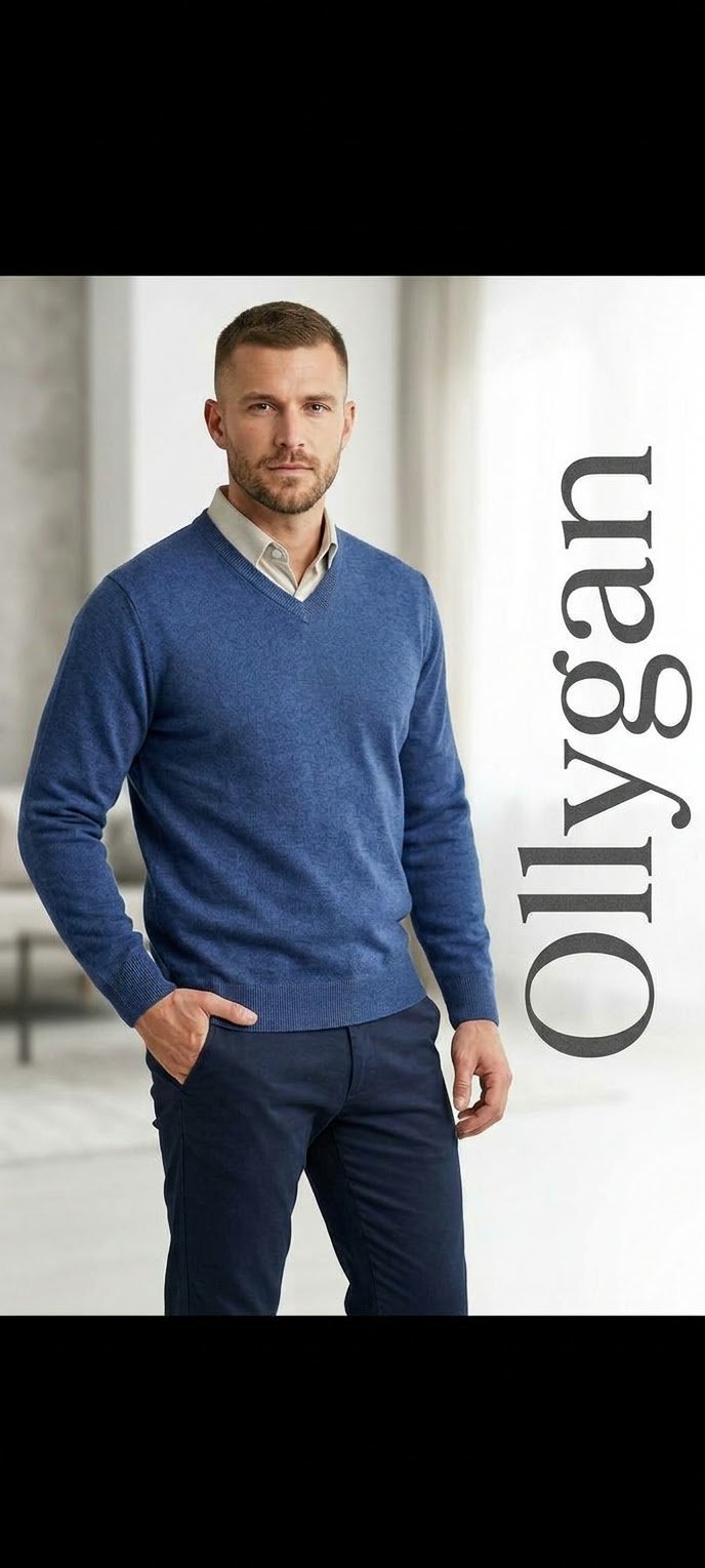 Pull col V pour homme neuf de Ollygan milonge :laine/ acrilique taille 4 correspond à la taille M