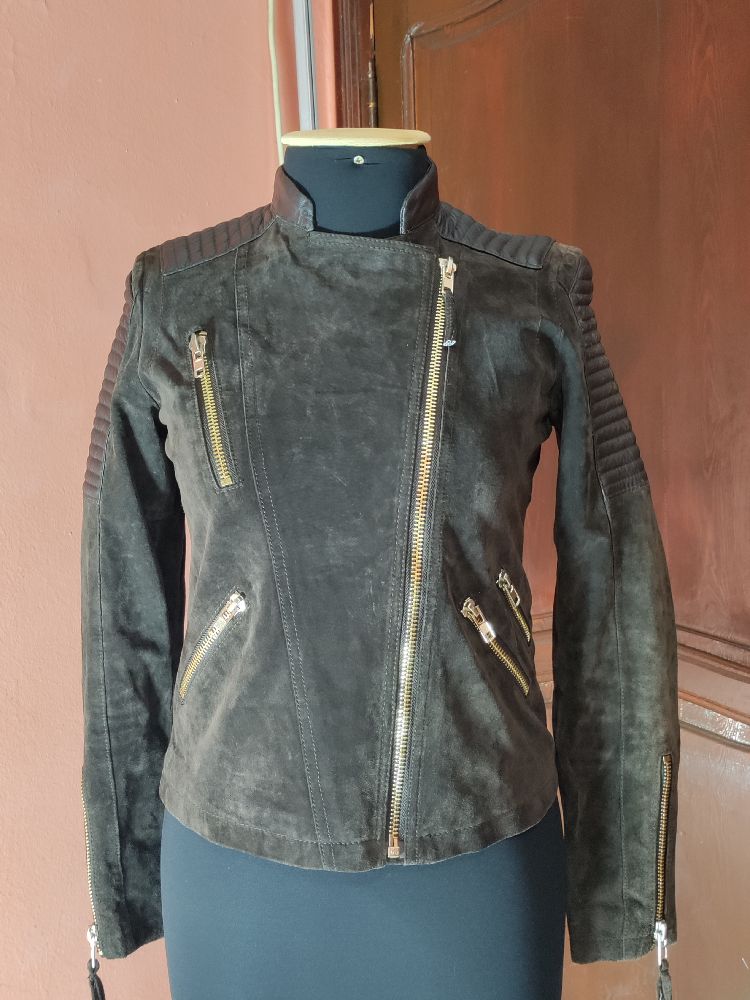 Veste en daim et cuir