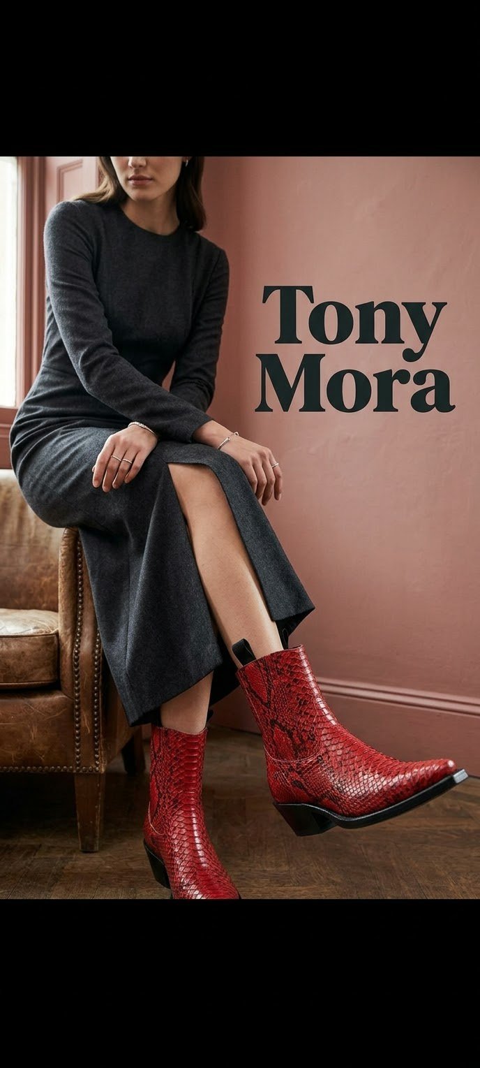 Magnifique bottines courtes en peau de serpent signées Tony Mora pointure 35/35.5