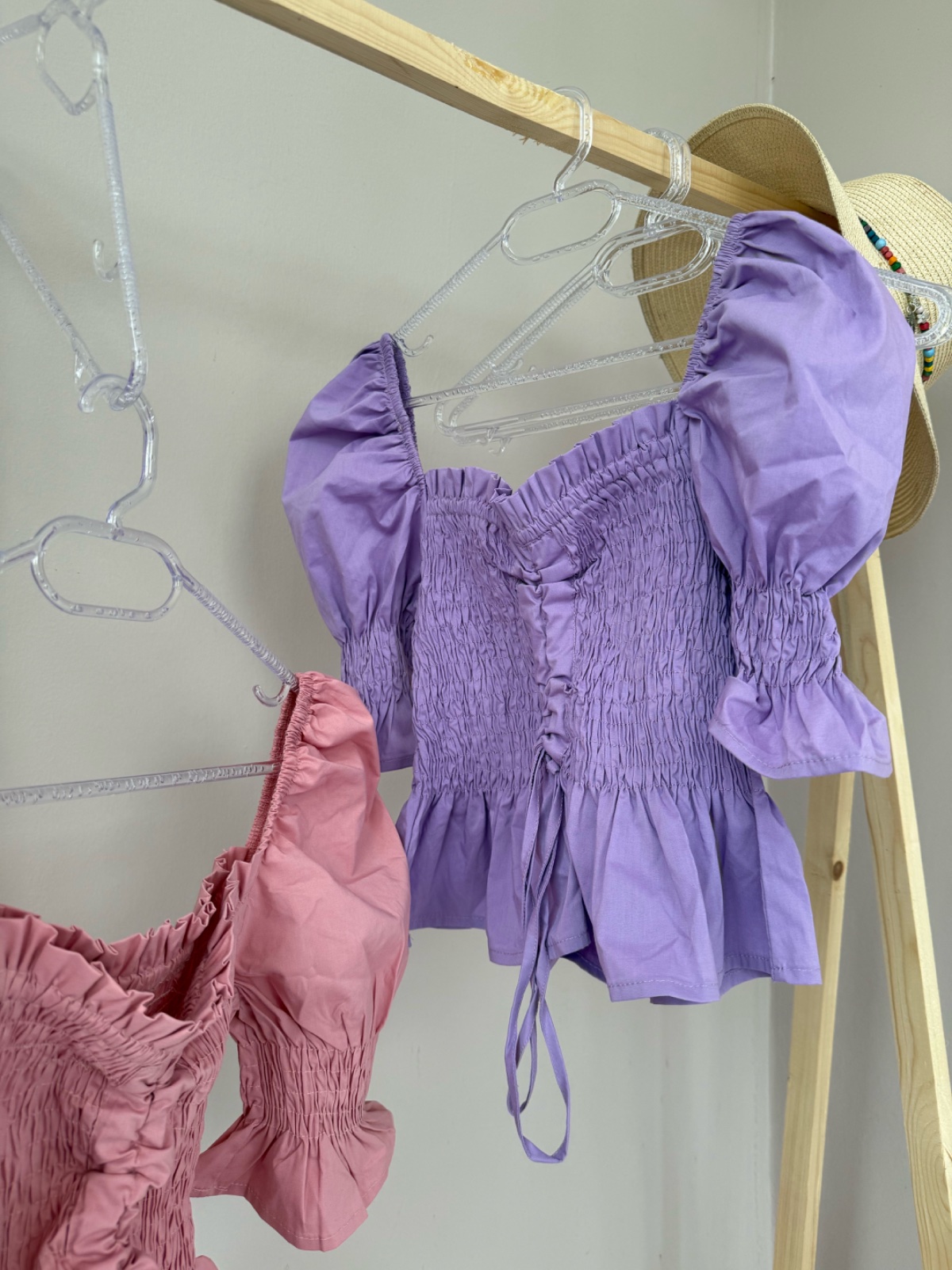 SHEIN VCAY Blouse Courte Col Bardot À Plis À Cordon