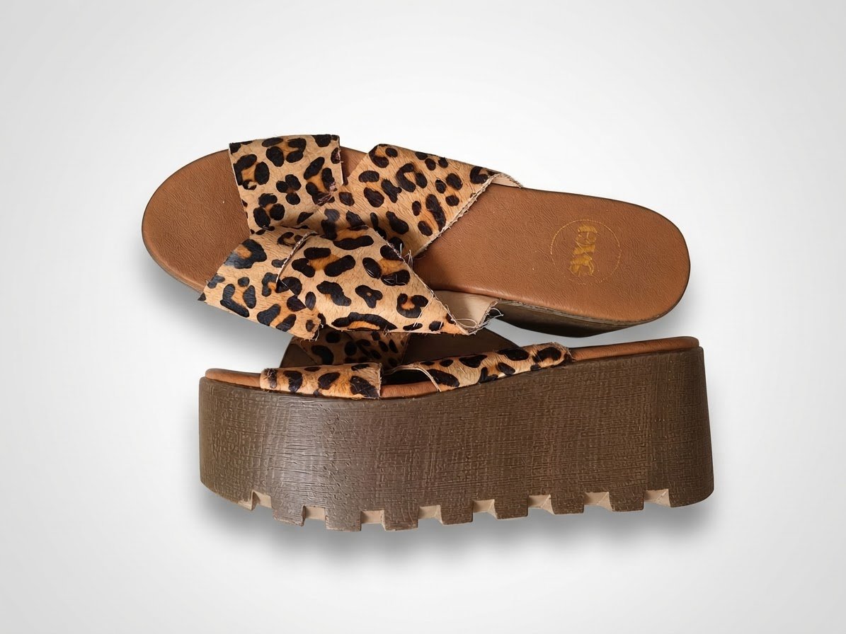Sandales compensées léopard pour femme 🐆🤎