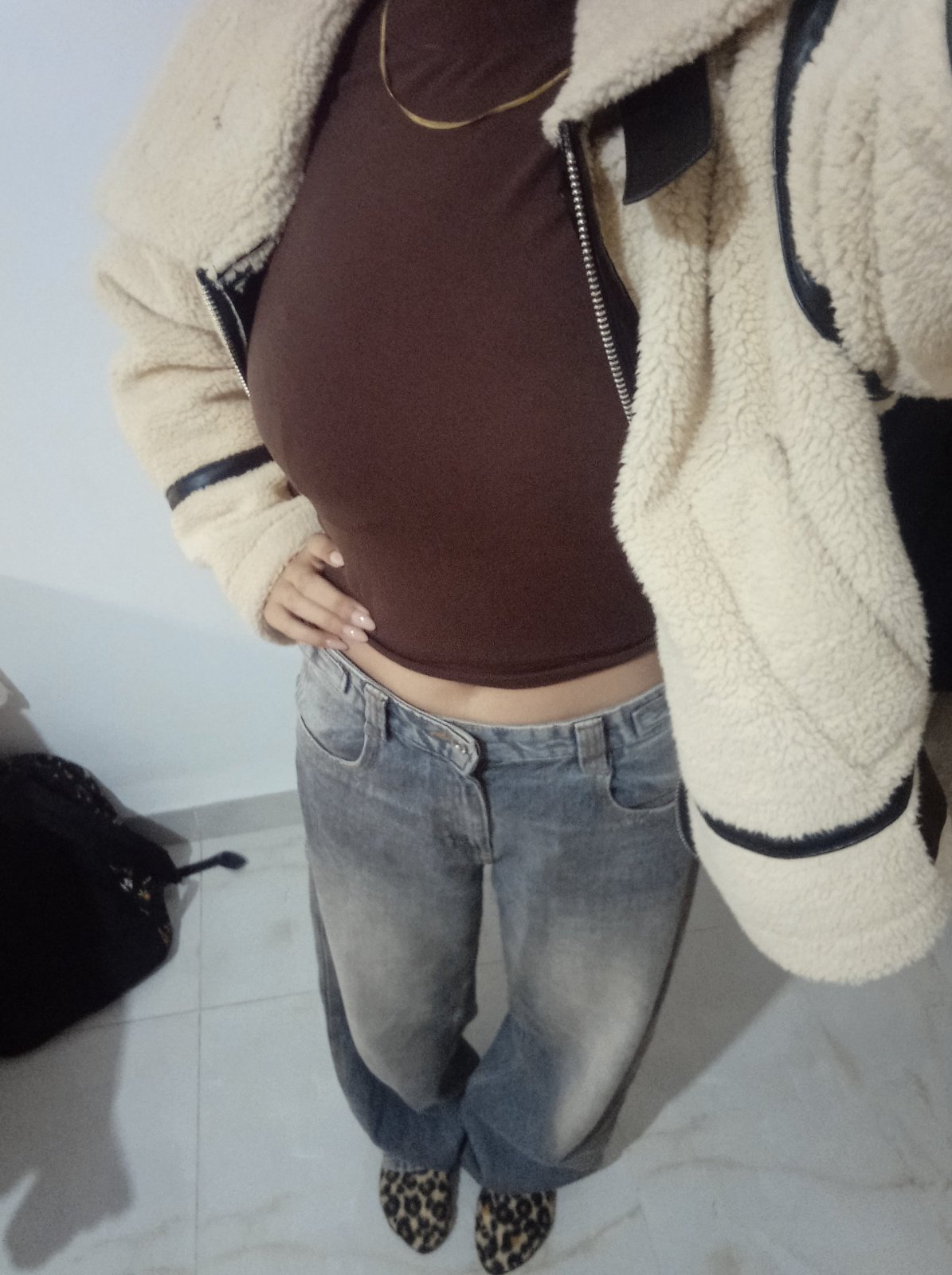 Jean bershka wide leg balloon gris