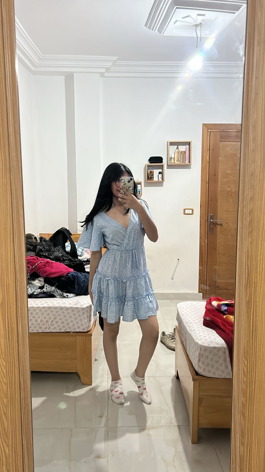 Robe bleu claire avec des motifs Blanc taille s