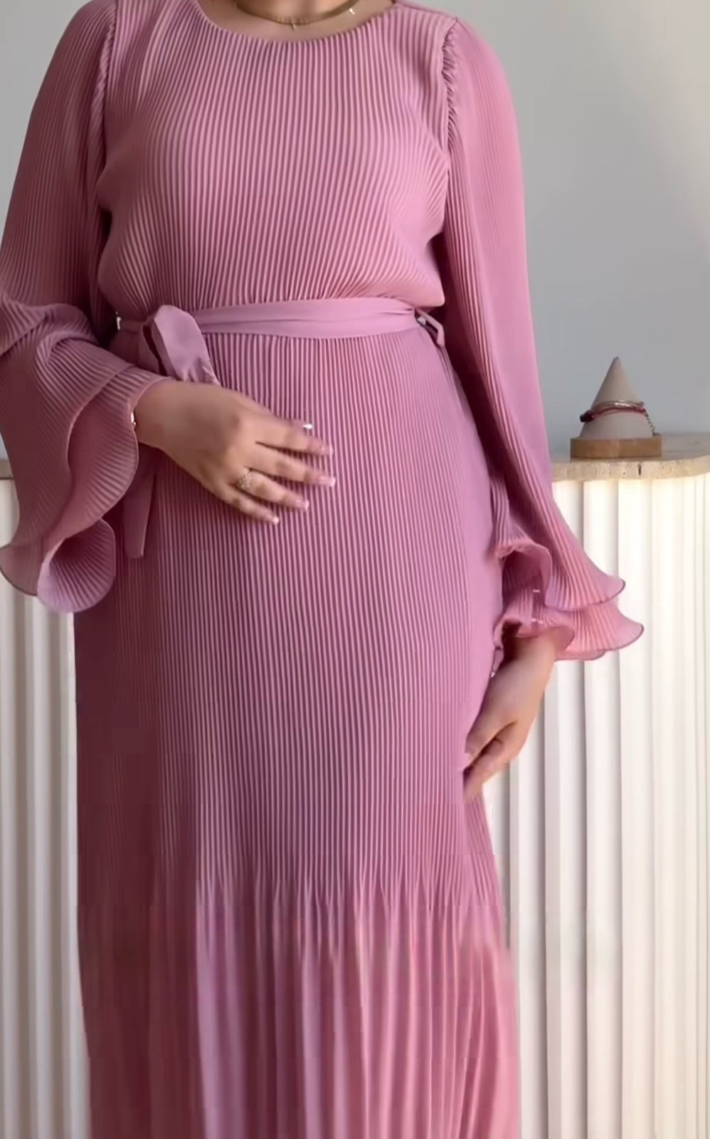 Robe plissé rose 