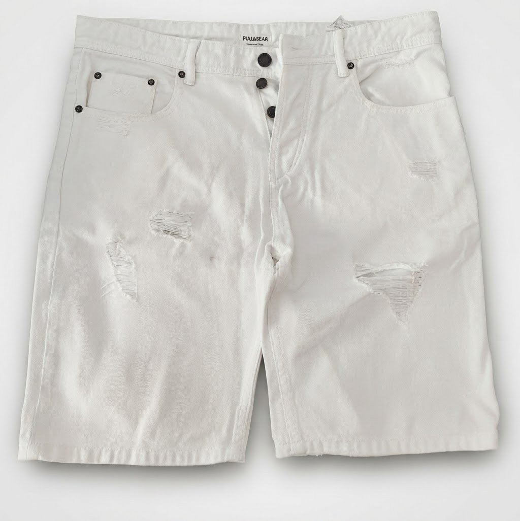 Bermuda Pull & Bear déchiré blanc