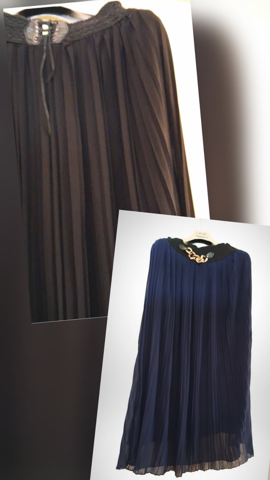 2 jupes plissé taille xx noir et bleu couleur neuf 