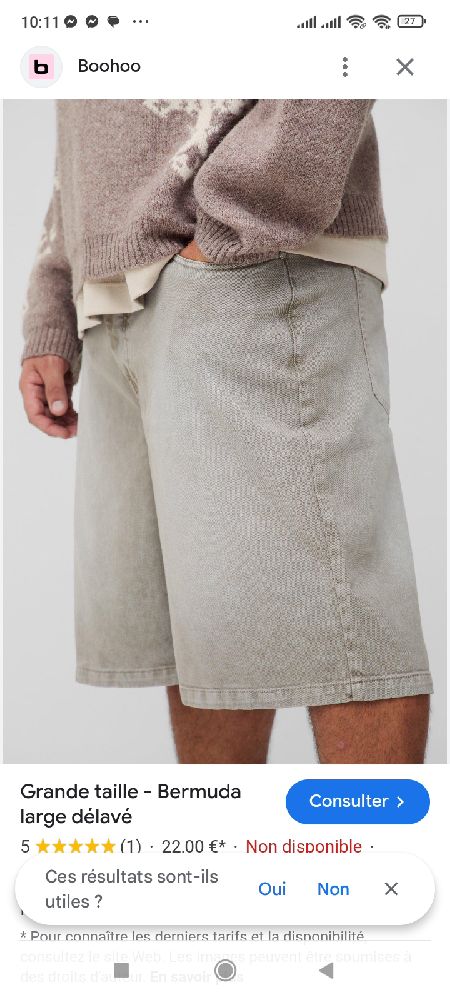 Short couleur gris délavé Boohoo homme 