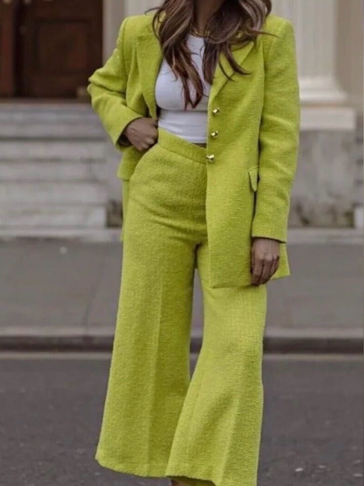 Pantalon tweed en Lime Green
