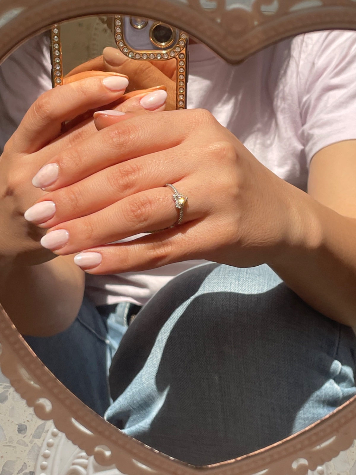Bague coeur rose Zircon et argent