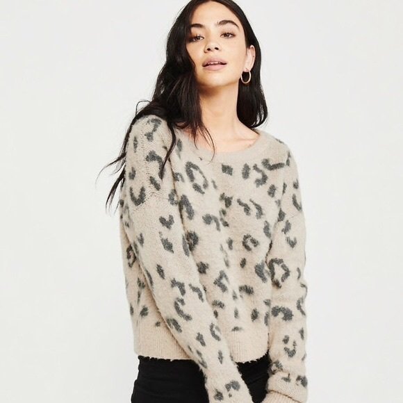 Pull oversized brushed wool leopard 