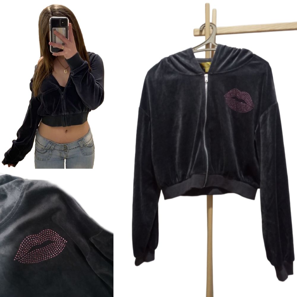 Capuche en velour/ y2k zip up velvet hoodie 