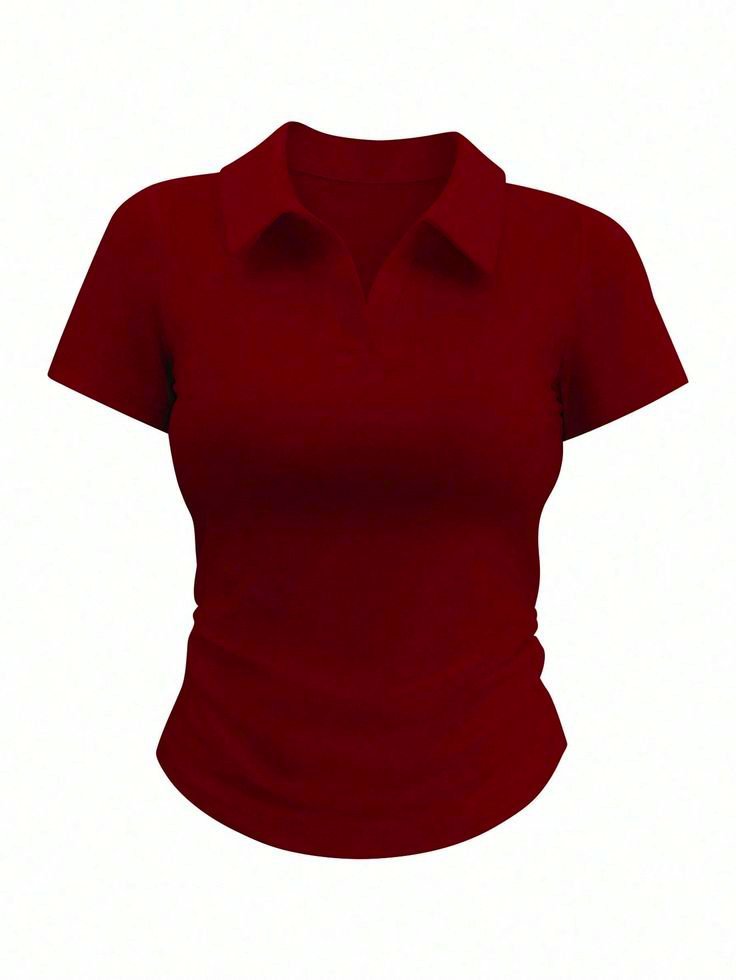 Pull ajusté style polo rouge