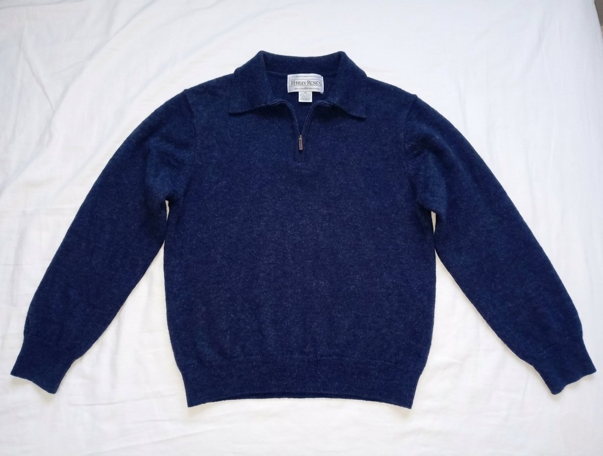 Pull over en laine quarter zip bleu marine harry rosen 
