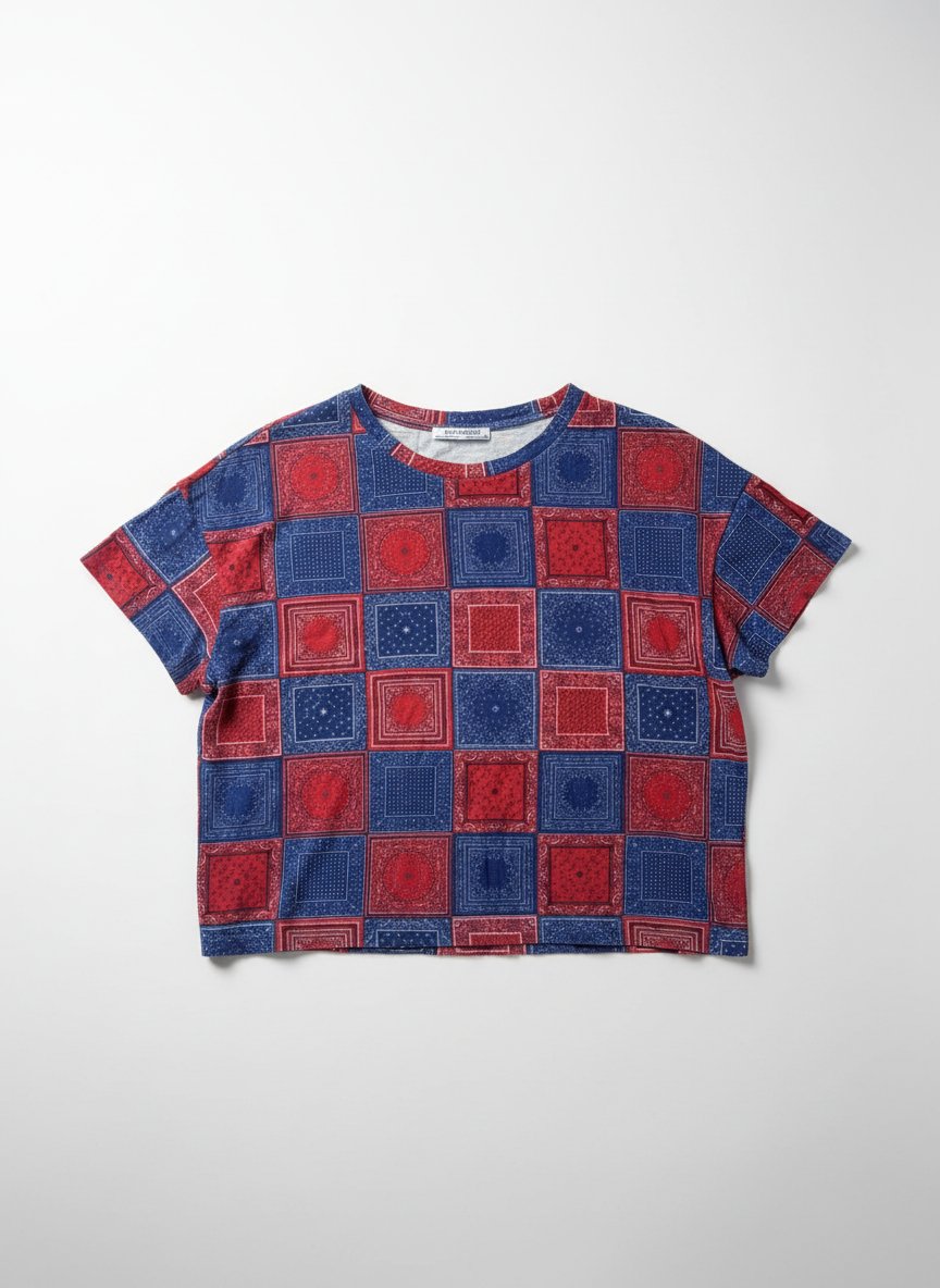 T shirt zara trafaluc style bandana bleu rouge