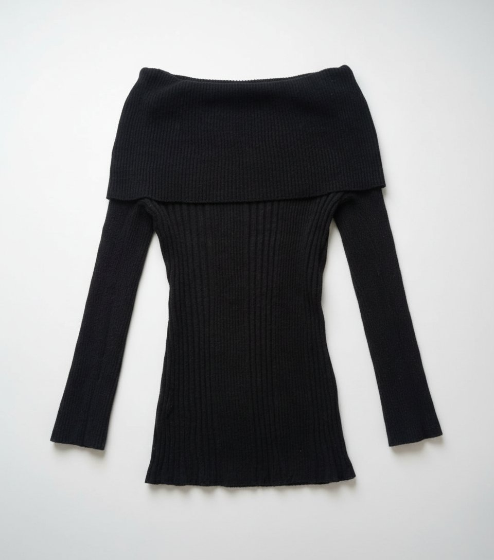 Pull col bateau noir ajusté