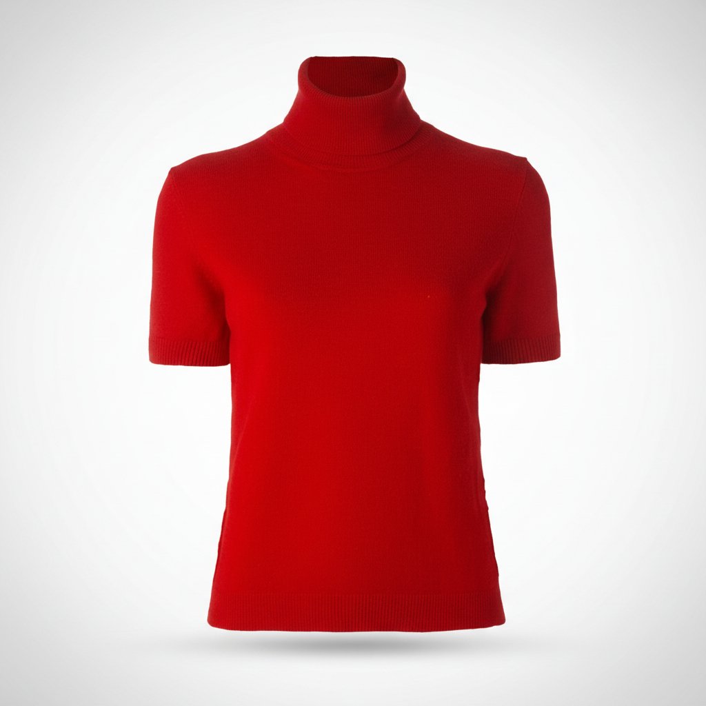 Pull manches courtes col montant rouge 