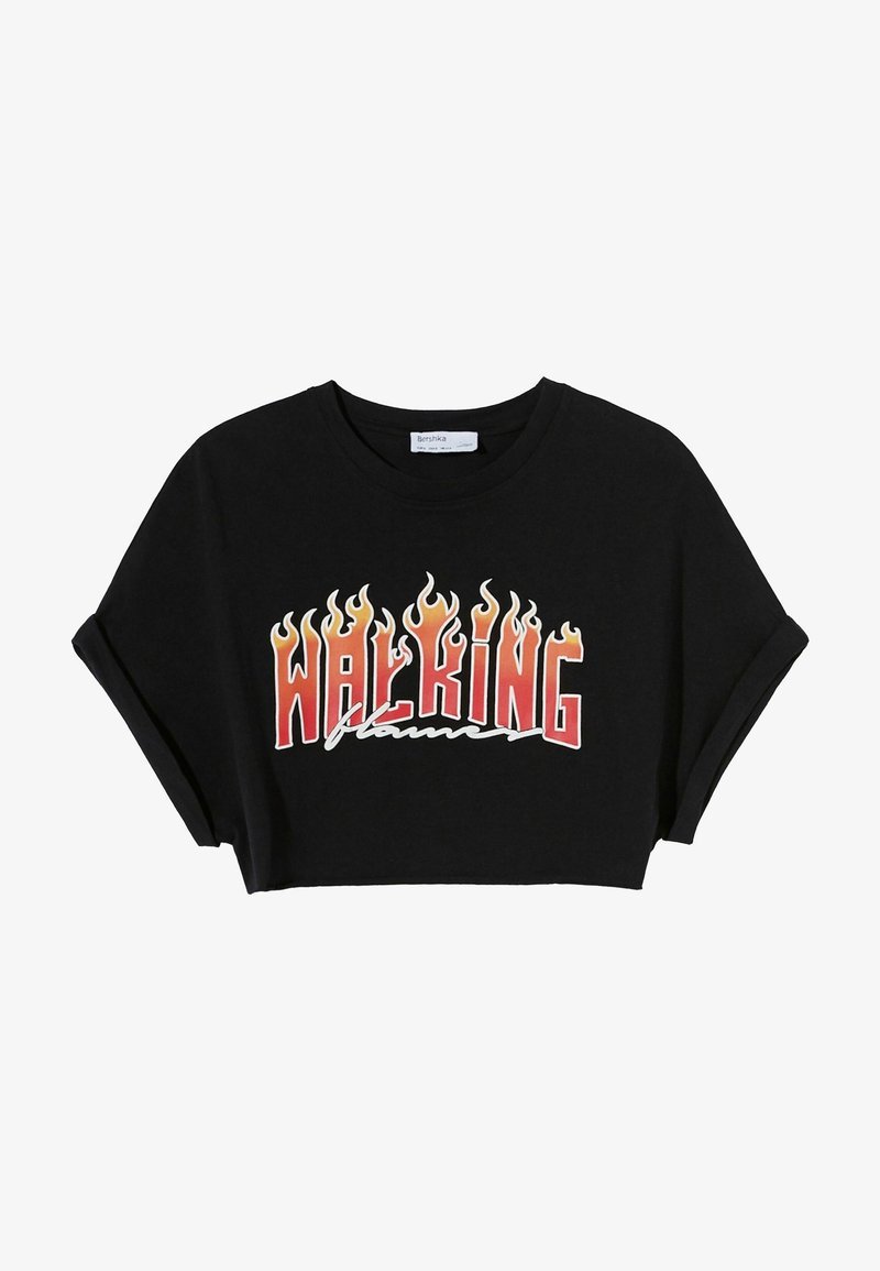 Crop top noir walking flame 🔥 bershka