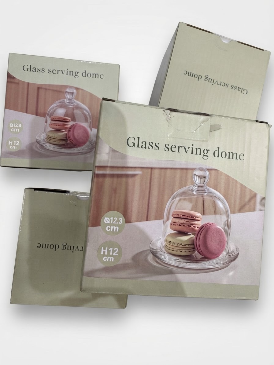 Presentoir a gateau en verre avec cloche 