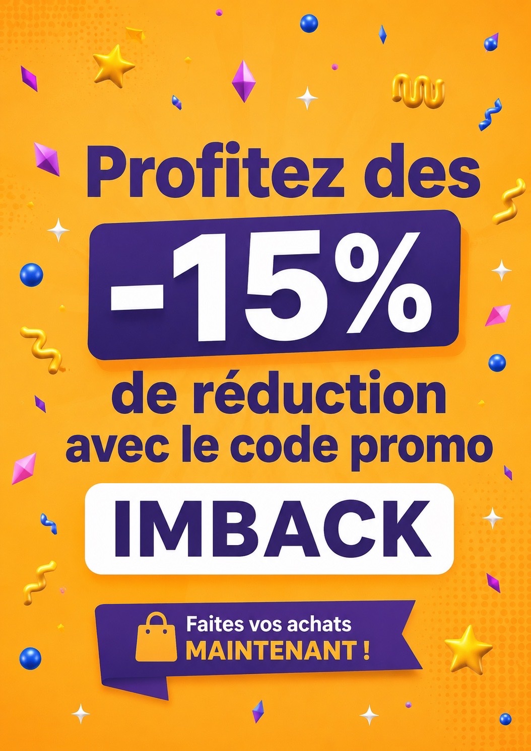 🎁 Bon retour ! Bénéficiez de -15% de réduction avec le code IMBACK ✨📌📌📌📌❌❌❌❌❌❌💯💯💯💯💯💯💯