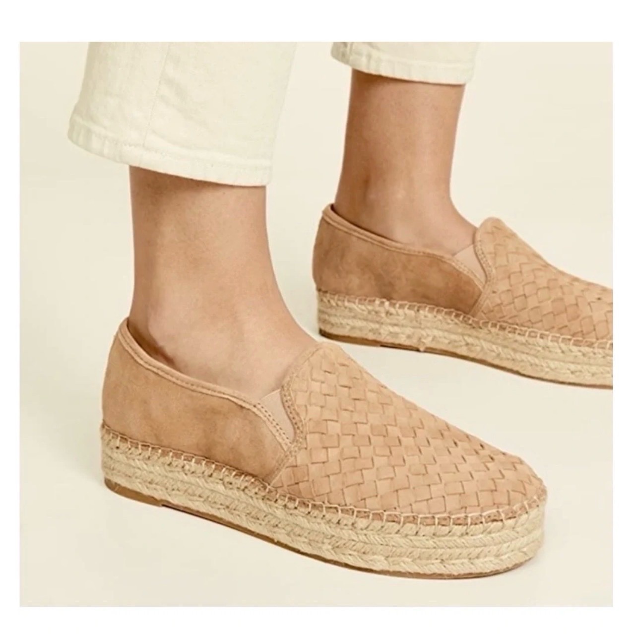 Sam Edelman Catherine Platform Espadrilles – Tan Woven Jute & Suede Leather