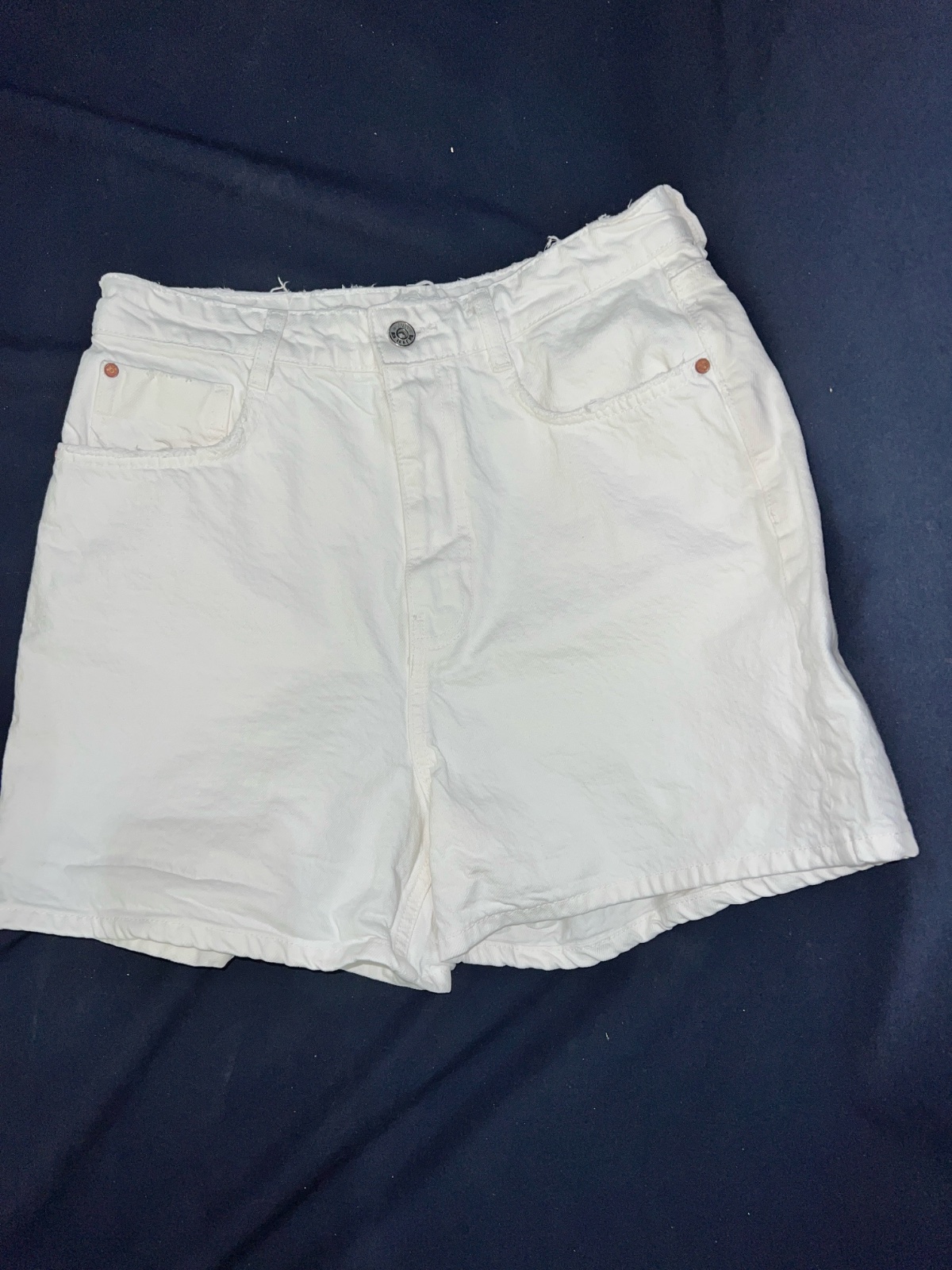 Short en jean blanc taille haute Zara