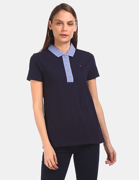 Polo bleu marine pour femme de la marque Tommy Hilfiger