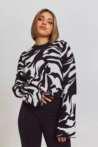 Pull court H&M en laine à imprimé zèbre 🦓🦓🦓