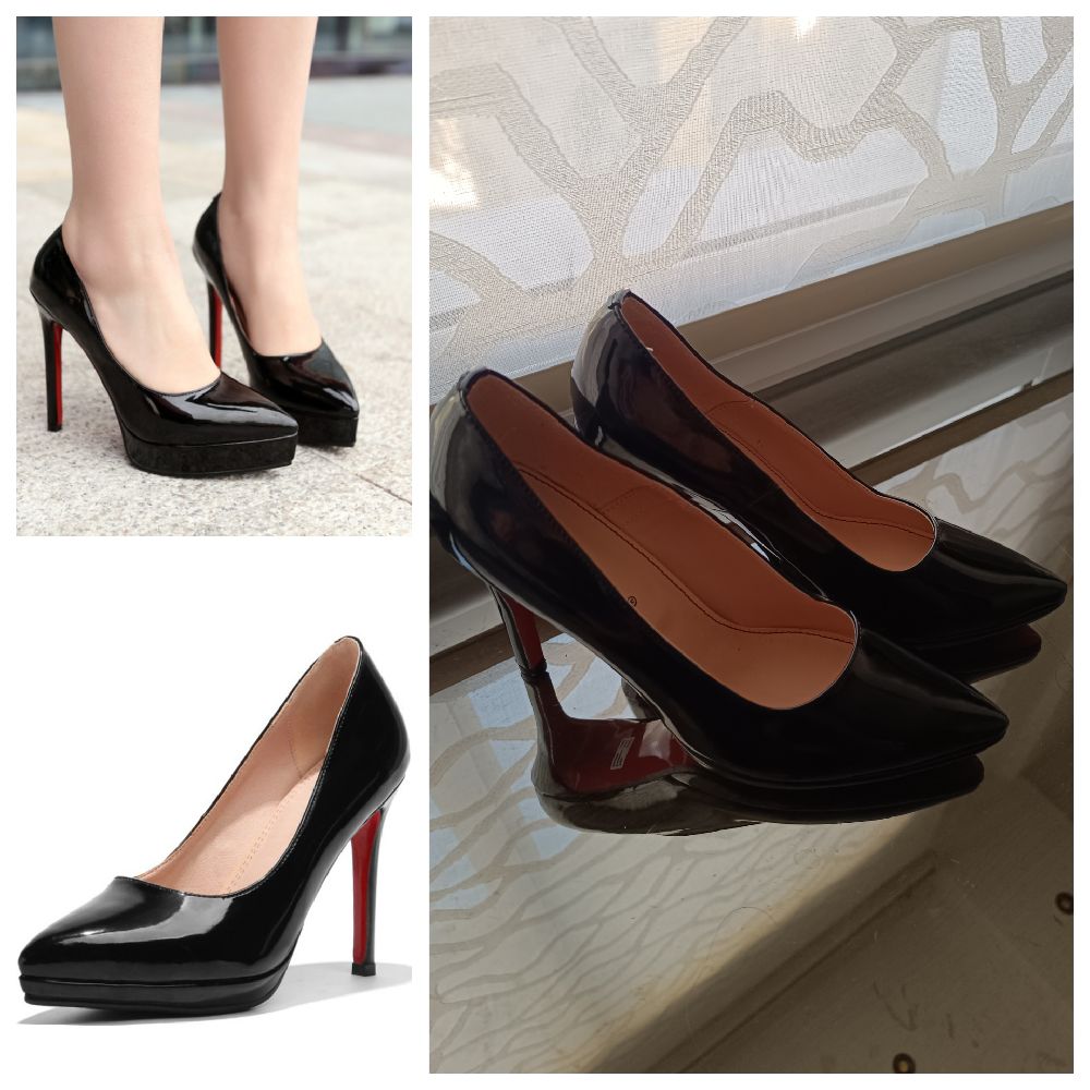 Escarpins noirs vernis à talons hauts – pointure 40, neufs